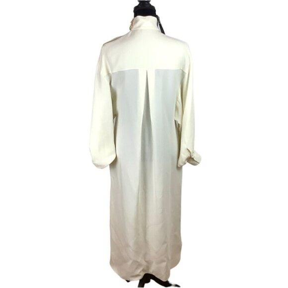 ST. JOHN SILK MINIMALIST BALLOON SLEEVES DRESS IN ALABASTER NWT - Picture 11 of 16